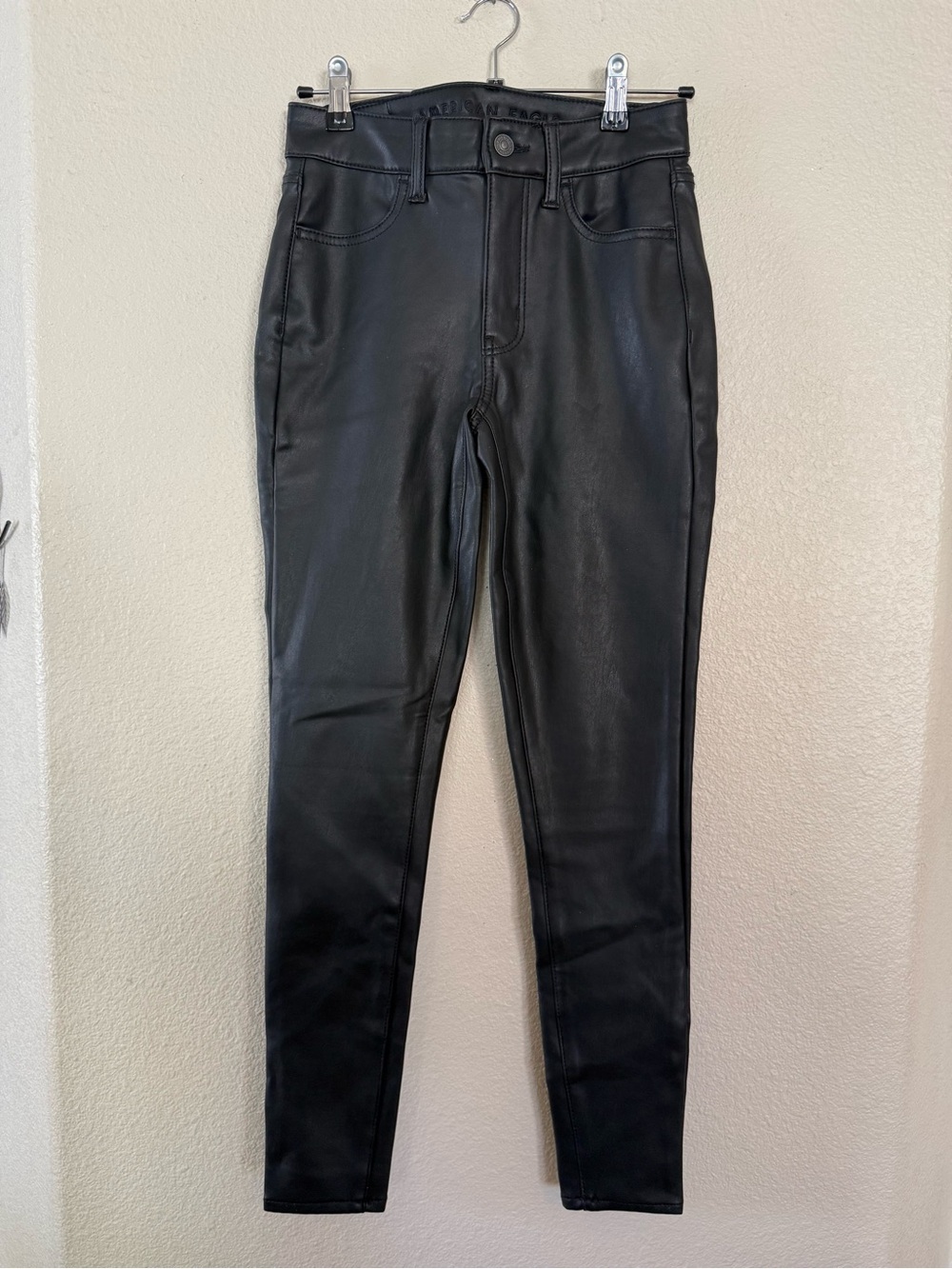 American Eagle High-Rise Faux Leather Women’s Jeggings - Black